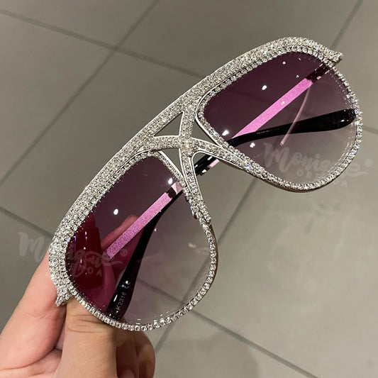 Oversized Rhinestone Designer Sunglasses